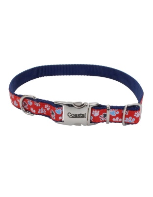 Ribbon Adjustable Nylon Dog Collar with Metal Buckle Red 1ea/5/8 In X 12-18 in