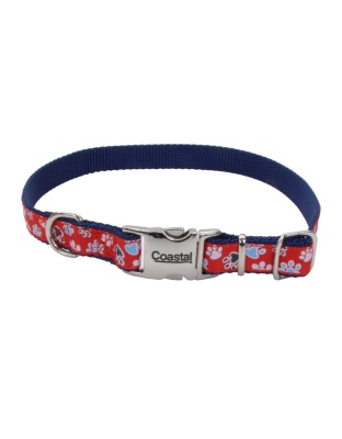 Ribbon Adjustable Nylon Dog Collar with Metal Buckle Red 1ea/5/8 In X 8-12 in