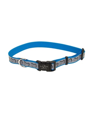 Lazer Brite Reflective Adjustable Dog Collar Turquoise 1ea/3/8 In X 8-12 in