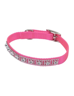Coastal Jeweled Dog Collar Neon Pink 1ea/3/8 In X 10 in