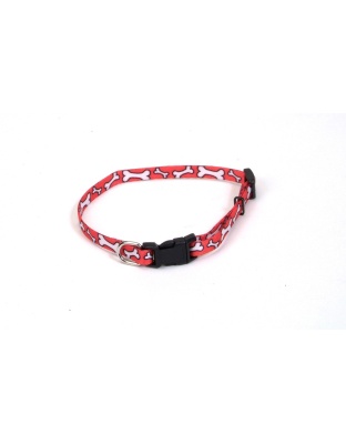 Coastal Lil Pals Adjustable Patterned Collarlight Red White Bone 5/16X8-12In