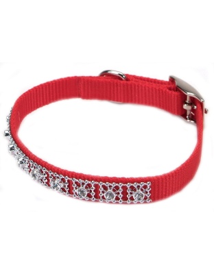Coastal Nylon Jeweled Collar Red 5/8X14In