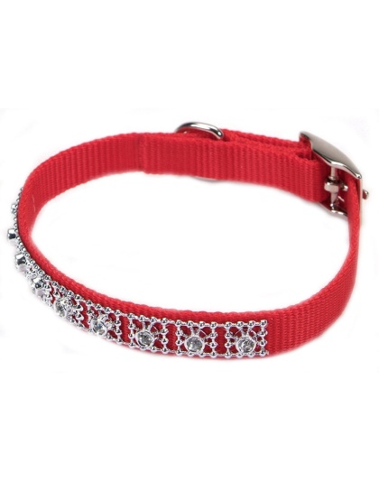 Coastal Nylon Jeweled Collar Red 5/8X14In