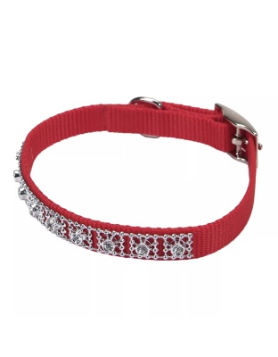 Coastal Nylon Jeweled Dog Collar Red 1ea/3/8 In X 12 in