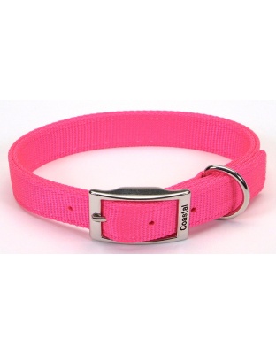 Coastal Double-Ply Nylon Dog Collar Neon Pink 1ea/1 In X 20 in