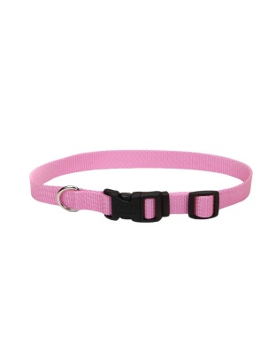Coastal Adjustable Nylon Dog Collar with Plastic Buckle Bright Pink 1ea/5/8 In X 10-14 in