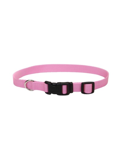 Coastal Adjustable Nylon Dog Collar with Plastic Buckle Bright Pink 1ea/5/8 In X 10-14 in