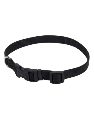 Coastal Adjustable Nylon Dog Collar with Plastic Buckle Black 1ea/3/4 In X 14-20 in