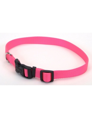 Coastal Adjustable Nylon Dog Collar with Plastic Buckle Neon Pink 1ea/3/4 In X 14-20 in