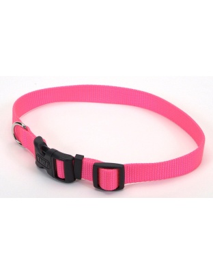 Coastal Adjustable Nylon Dog Collar with Plastic Buckle Neon Pink 1ea/5/8 In X 10-14 in