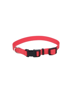 Coastal Adjustable Nylon Dog Collar with Plastic Buckle Red 1ea/5/8 In X 10-14 in