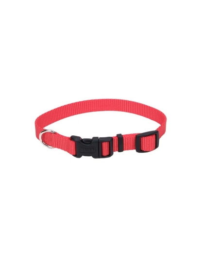 Coastal Adjustable Nylon Dog Collar with Plastic Buckle Red 1ea/5/8 In X 10-14 in