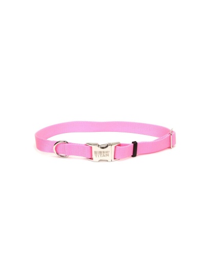 Coastal Adjustable Nylon Collar With Coastal Titan Metal Buckle Bright Pink 1X14-20In