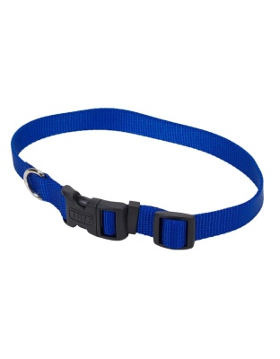Coastal Adjustable Nylon Dog Collar with Plastic Buckle Blue 1ea/5/8 In X 10-14 in