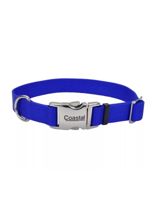 Coastal Adjustable Nylon Collar With Coastal Titan Metal Buckle Blue 5/8X14In