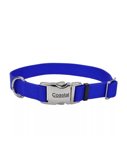 Coastal Adjustable Nylon Collar With Coastal Titan Metal Buckle Blue 5/8X14In
