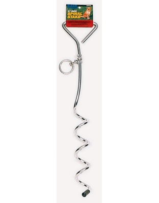 Titan Dog Tie Out Stakes for Loose Soil Spiral Silver 1ea/17 in