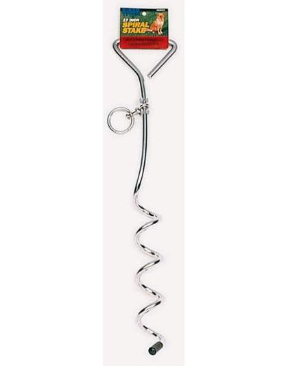 Titan Dog Tie Out Stakes for Loose Soil Spiral Silver 1ea/17 in