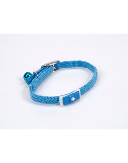 Lil Pals Elasticized Safety Kitten Collar with Jeweled Bow Light Blue 3-8 in x 8 in