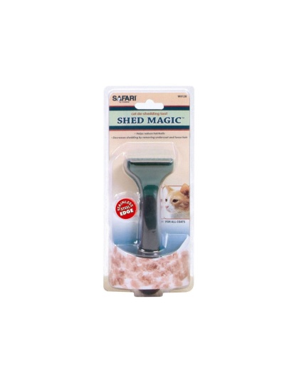 Safari Shed Magic De-Shedding Tool for Cats with Medium/Long Hair Green One Size