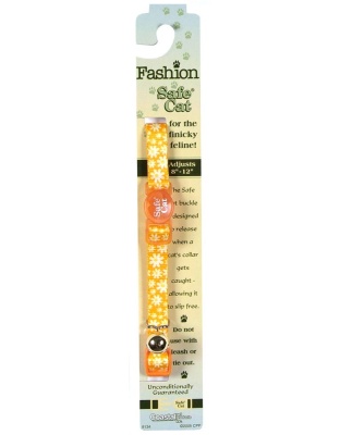 Safe Cat Fashion Adjustable Breakaway Cat Collar Daisy Yellow Yellow 3-8 in x 8-12 in