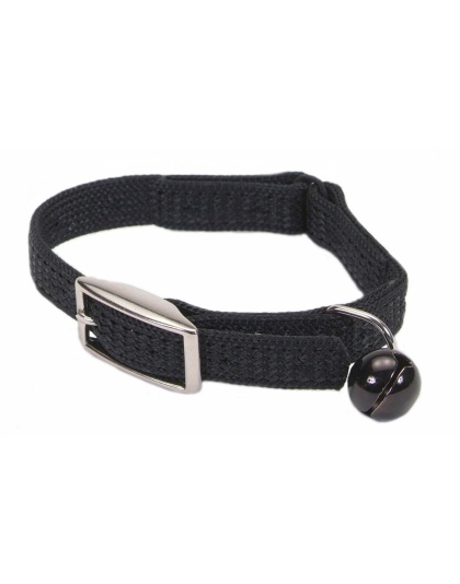Coastal Sassy Snag-Proof Nylon Safety Cat Collar Black 3/8X12In