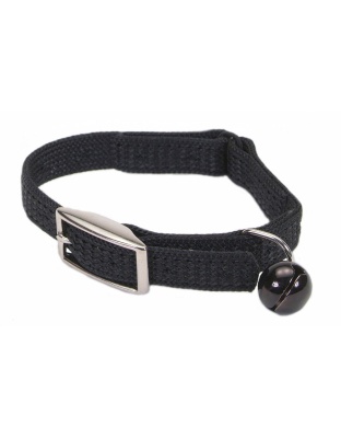 Coastal Sassy Snag-Proof Nylon Safety Cat Collar Black 3/8X8In