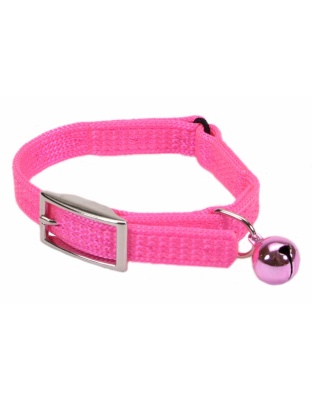 Coastal Sassy Snag-Proof Nylon Safety Cat Collar Neon Pink 3/8X10In