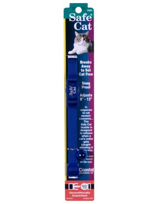 Safe Cat Adjustable Snag-Proof Nylon Breakaway Collar Blue 3-8 in x 8-12 in