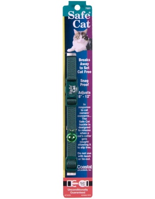 Safe Cat Adjustable Snag-Proof Nylon Breakaway Collar Hunter Green 3-8 in x 8-12 in
