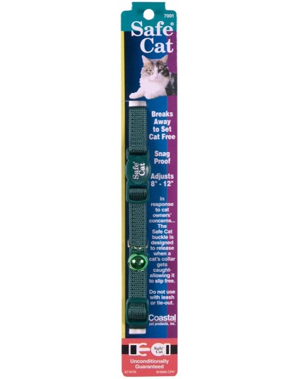 Safe Cat Adjustable Snag-Proof Nylon Breakaway Collar Hunter Green 3-8 in x 8-12 in