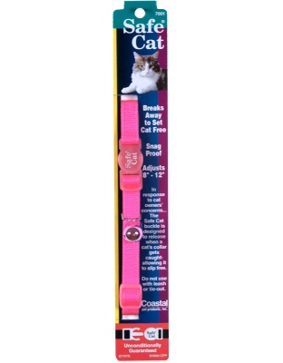 Safe Cat Adjustable Snag-Proof Nylon Breakaway Collar Neon Pink 3-8 in x 8-12 in