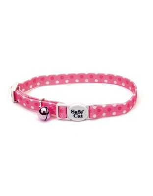 Coastal Safe Cat Fashion Adjustable Breakaway Collar Pink Dots 3/8X8-12In