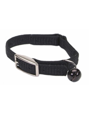 Coastal Sassy Snag-Proof Nylon Safety Cat Collar Black 3/8X10In