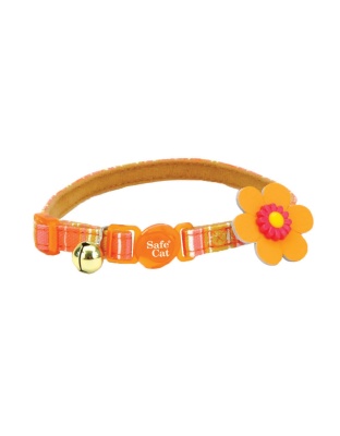 Coastal Products Safe Cat Embellished Fashion Collar Striped Orange 12inch