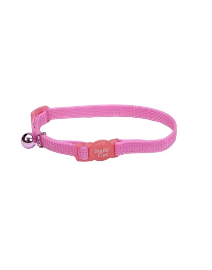 Safe Cat Adjustable Snag-Proof Nylon Breakaway Collar Bright Pink 3-8 in x 8-12 in