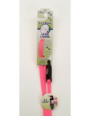 Lil Pals Nylon Dog Leash with E-Z Snap Neon Pink 1ea/3/8 In X 6 ft