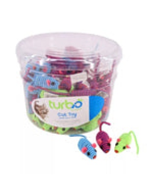 Coastal Turbo Bulk Cat Toy Bins, String Mice, 5" (90 Pieces)