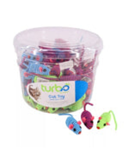 Coastal Turbo Bulk Cat Toy Bins, String Mice, 5" (90 Pieces)