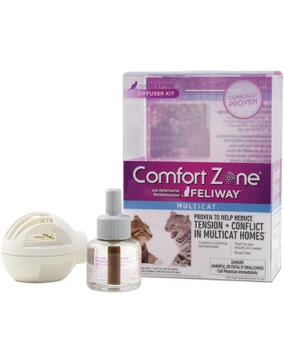 Comfort Zone Diffuser Kit for Cat Calming | MultiCat Calming Formula Single Diffuser Kit, 1 Diffuser, 1 Refill 1ea/1-Diffuser And 1-1.62 Fl Oz (48Ml)