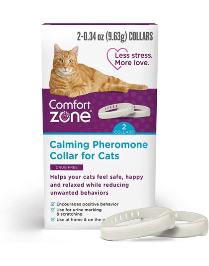Comfort Zone Calming Pheromone Collar for Cats, Anxiety & Stress Relief Aid, Breakaway White 1ea/Single pk