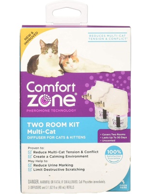Comfort Zone Diffuser Kit for Cat Calming | MultiCat Calming Formula 1ea/Two pk Diffuser Kit