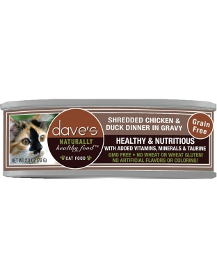 Dave's Cat Grain Free Shredded Chicken N Dog and Cat 2.8oz. (Case of 24)