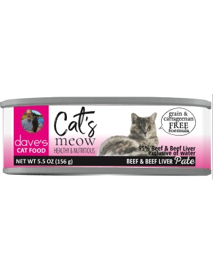 Dave's Pet Food Cat's Meow 95% Beef  with Liver 5.5oz. (Case of 24)