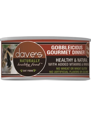 Daves Naturally Healthy Cat Food, Gobbleicious Gourmet Dinner 5.5oz. (Case of 24)