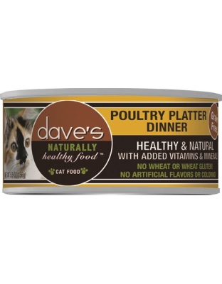 Daves  Naturally Healthy Cat Food, Poultry Platter Dinner 5.5oz. (Case of 24)