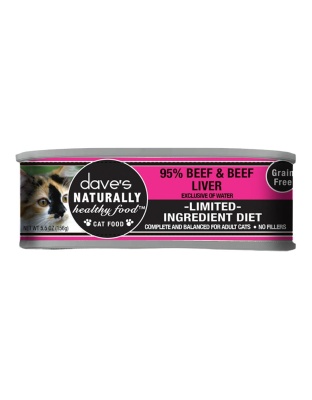 Dave's Pet Food Cat Grain Free Naturally Healthy 95% Beef 5.5oz. (Case of 24)