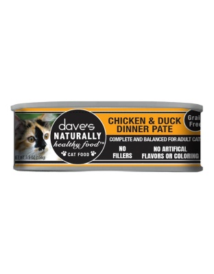 Dave's Pet Food Cat Grain Free Naturally Healthy Chicken Duck 5.5oz. (Case of 24)