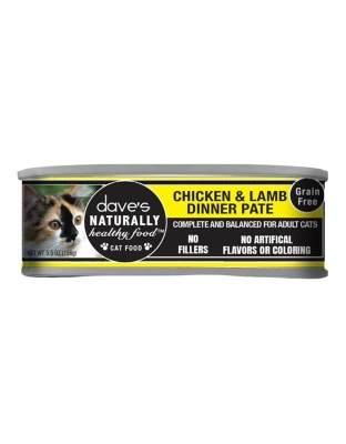 Dave's Pet Food Cat Grain Free Naturally Healthy Chicken Lamb 5.5oz. (Case of 24)