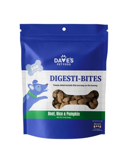 Dave'S Pet Food Dog Digesti-Bites Freeze-Dried Beef Rice & Pumpkin 12Oz